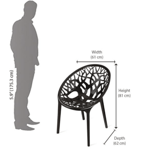 Nilkamal Crystal PP Polypropylene Set of 2 Chair Black - Image 2